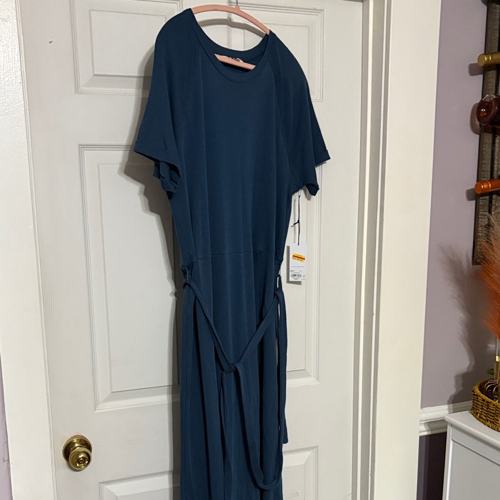 Elizabeth and James Teal Faux Wrap Dress